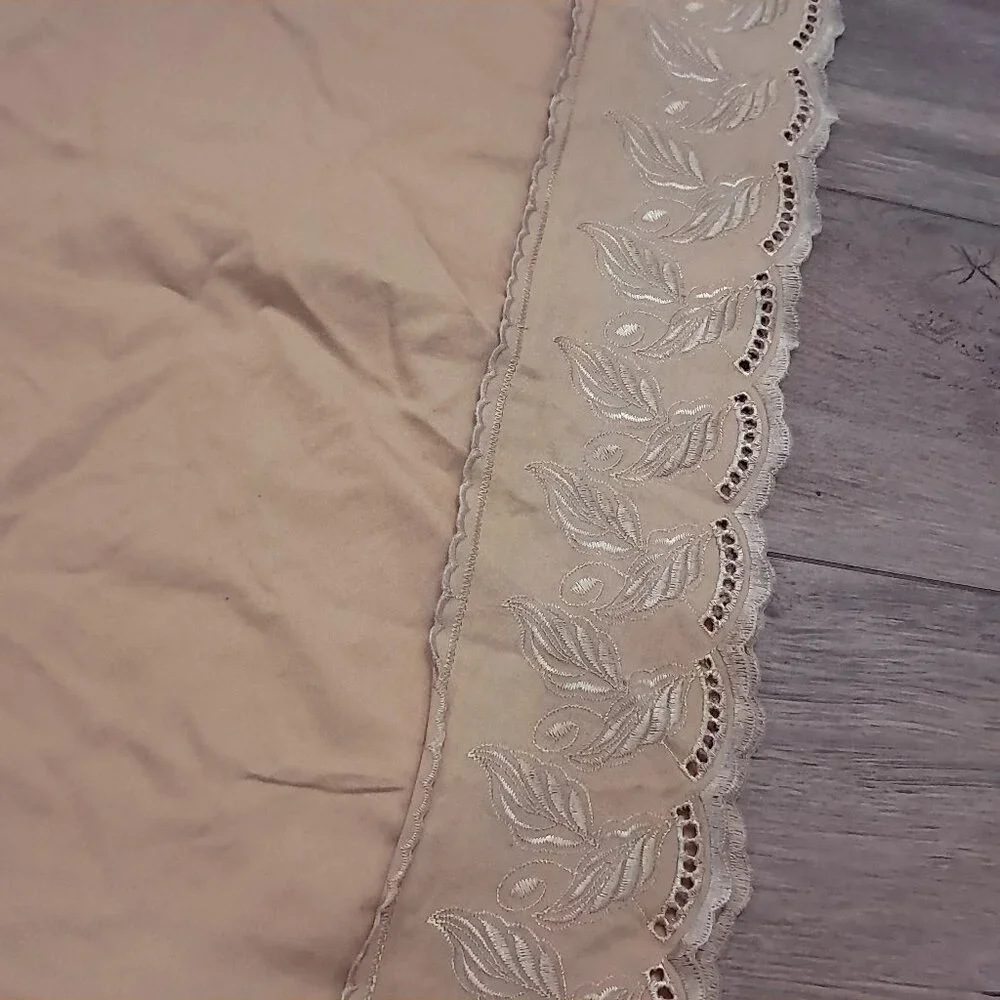 Vintage Waterford Linens Pillowcase KING Yellow Gold Cotton Scalloped Embroidery